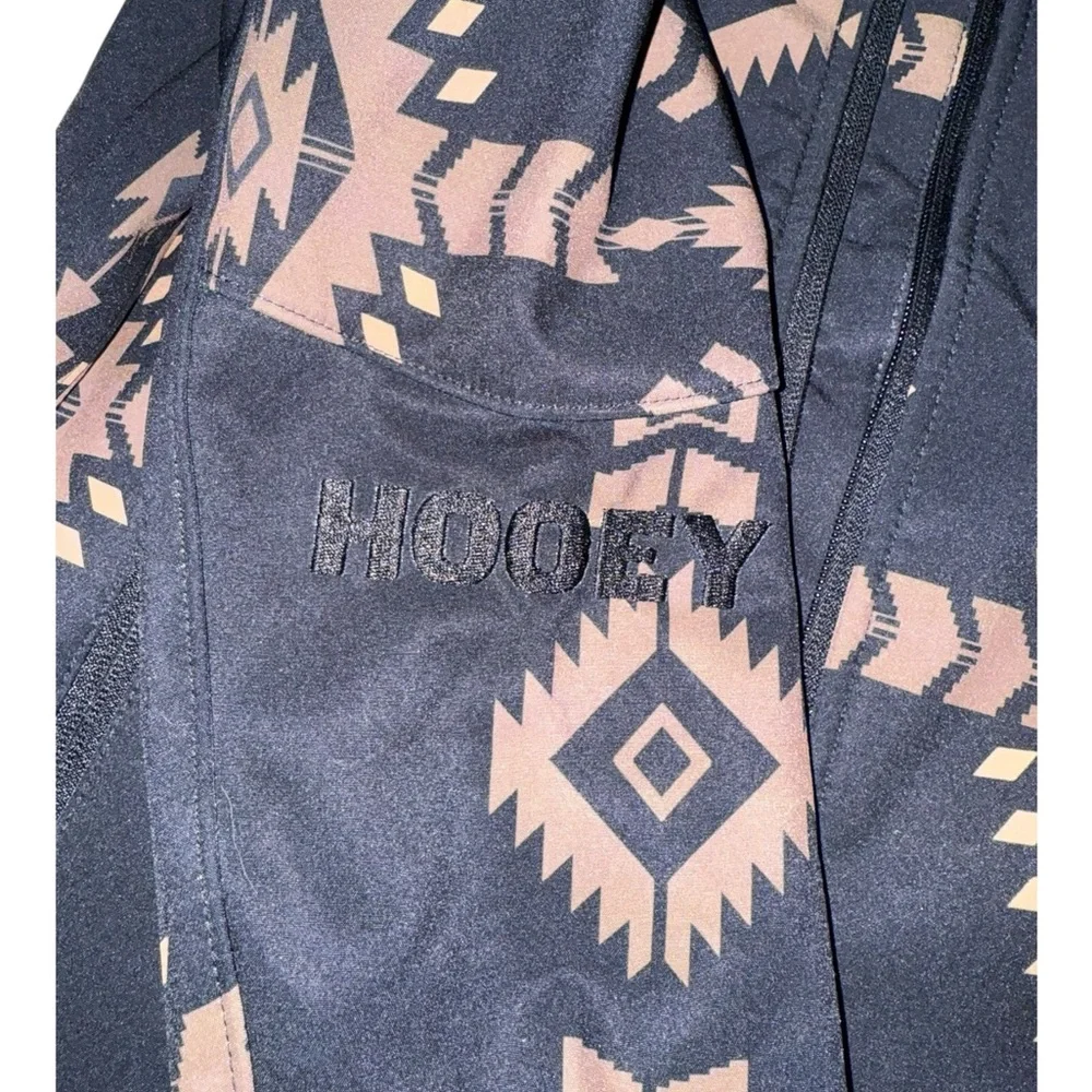 Hooey Kids Softshell Jacket Black Brown Aztec‎ Southwestern Print Full Zip Large